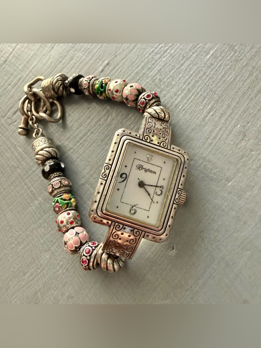 Brighton Silver-Tone Beaded Bracelet Short Hills Watch